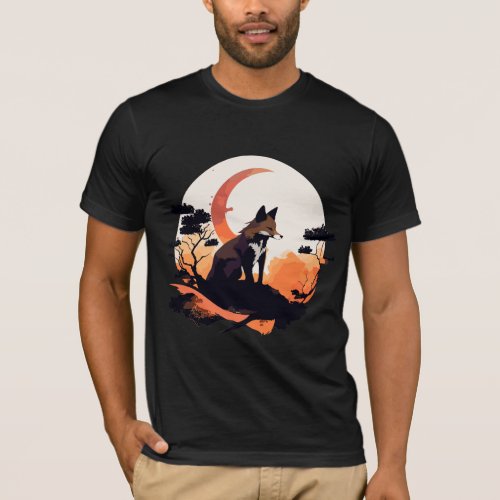 Fox and the moon T_Shirt