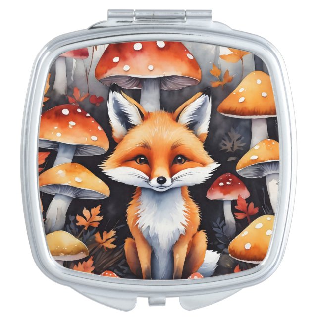Fox and Toadstools Compact Mirror (Front)
