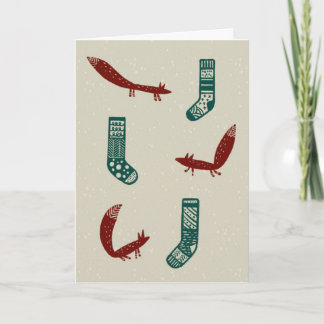 Fox and Tree Christmas Card: Snow Holiday Card