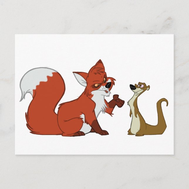 Fox and Weasel Talk Postcard (Front)