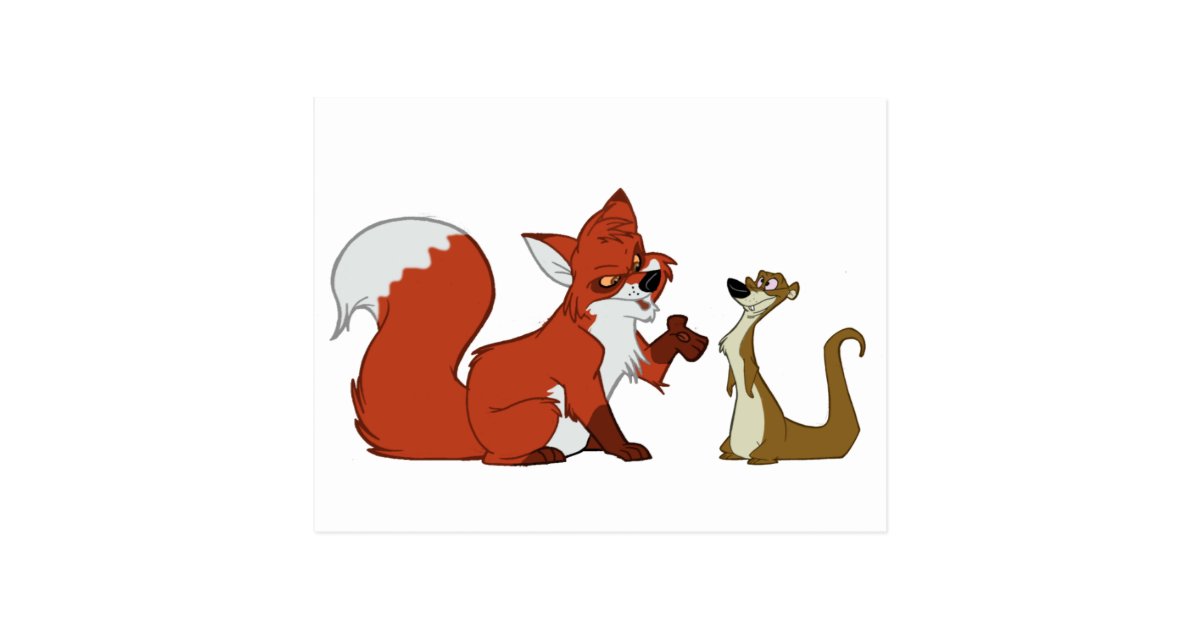 Fox and Weasel Talk Postcard | Zazzle.com