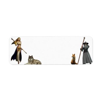 Fox And Wolf With Figures V 2 Label by Strangeart2015 at Zazzle