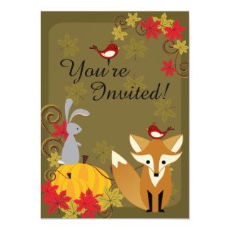 Fox and Woodland Animals Autumn Birthday Card