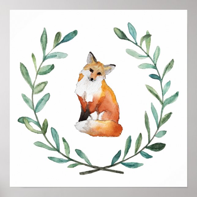 Fox and Wreath Woodland Poster (Front)