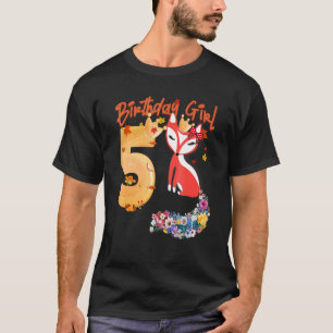 Fox Animal  5th Birthday Girl Fox B Day 5 Year Old T-Shirt