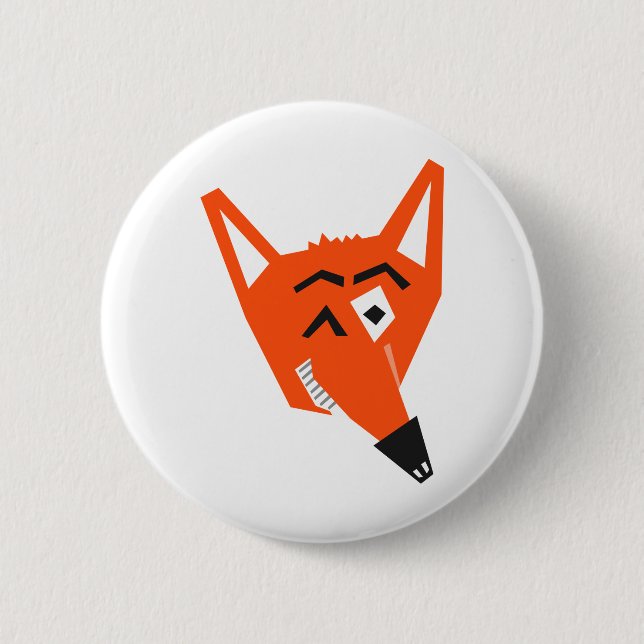 Fox Animal Cartoon Cunning Devious Evil Eye Button (Front)