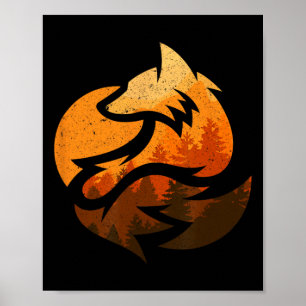 Fox Animal Design Gifts With Nature Trees Hunting  Poster
