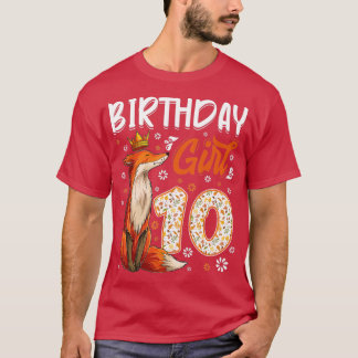 Fox Animal Lovers 10th Birthday Girl Fox Bday 10 y T-Shirt