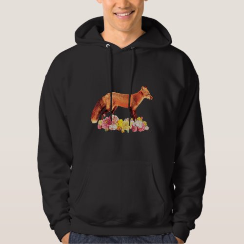 Fox animal motif flowers animal print animals hoodie