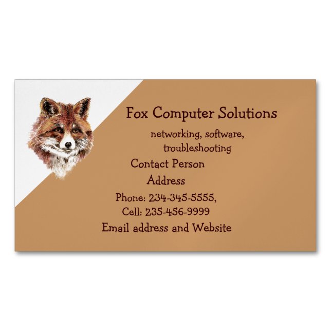  Fox Animal Nature Wildlife Computer Solutions  Business Card Magnet (Front)