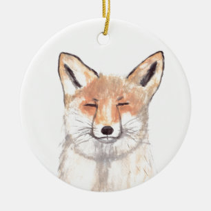 Fox animal nursery watercolor wildlife woodlands ceramic ornament