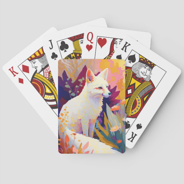 Fox Animal Portrait Painting Wildlife Outdoors Art Poker Cards (Back)