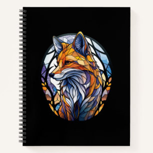 Fox Animal Portrait Stained Glass Wildlife Outdoor Notebook