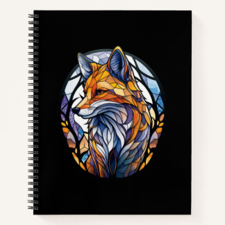 Fox Animal Portrait Stained Glass Wildlife Outdoor Notebook
