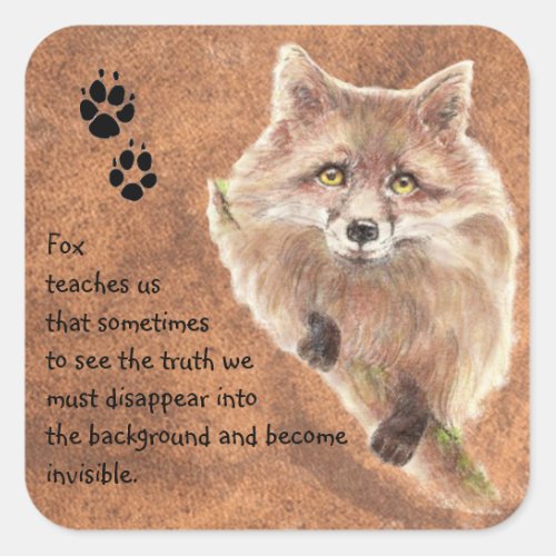 Fox Animal Totem Spirit Guide Symbol Square Sticker