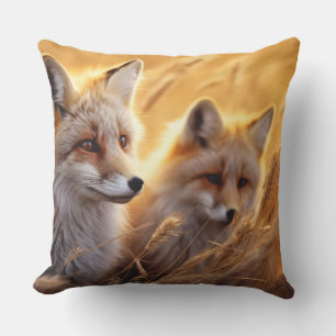 Fox Animal Wildlife Wilderness Colorful Wall Art Throw Pillow