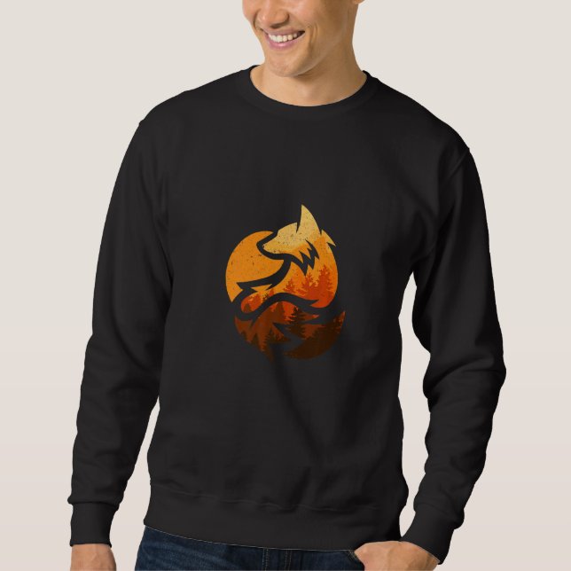Fox Animal  With Nature Trees Hunting Sweatshirt (Front)