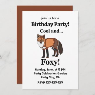 Fox Animal Woodland Foxy Birthday Party Invitation
