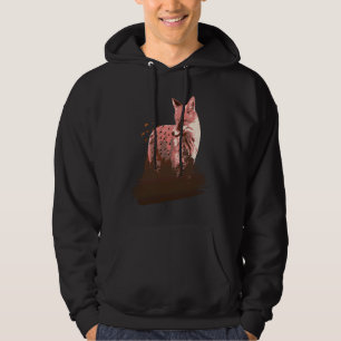 fox animals forest trees birds hoodie