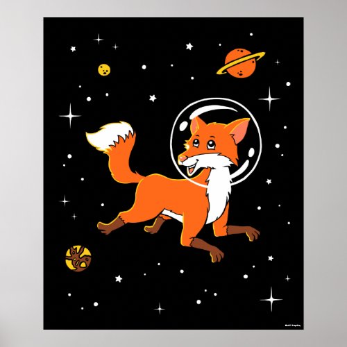 Fox Animals In Space Poster