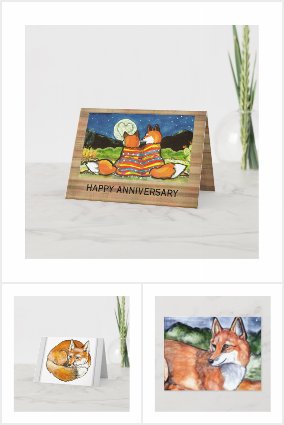 Fox Art Greeting Cards and Postcards
