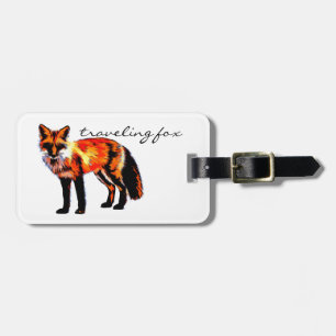 fox art luggage tag to personalize