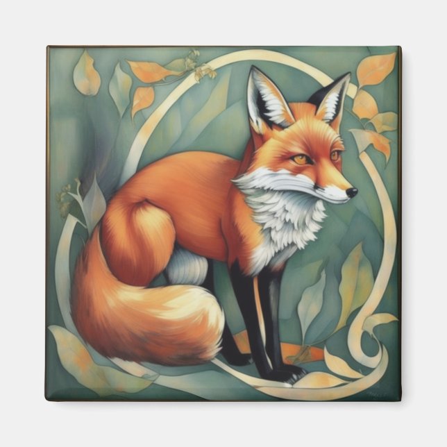 Fox Art Nouveau Magnet (Front)