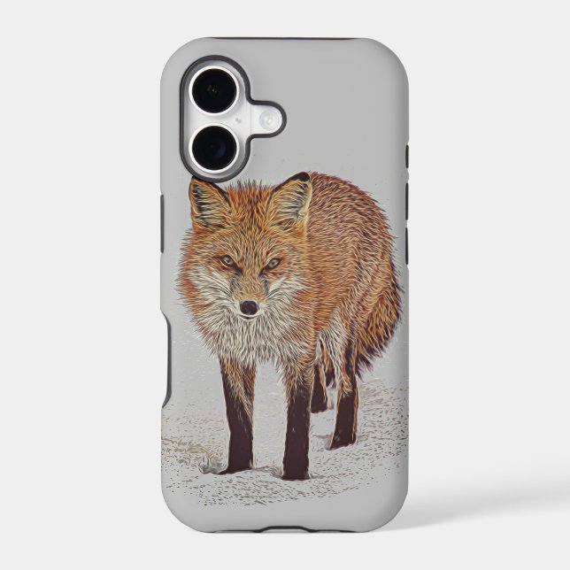 Fox Art on Grey Background Case-Mate iPhone Case (Back)