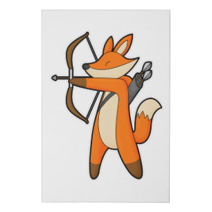 Fox as Archer with Arrow & Bow Faux Canvas Print