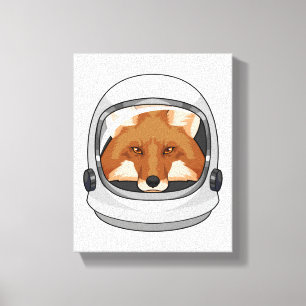 Fox as Astronaut with Helmet Canvas Print