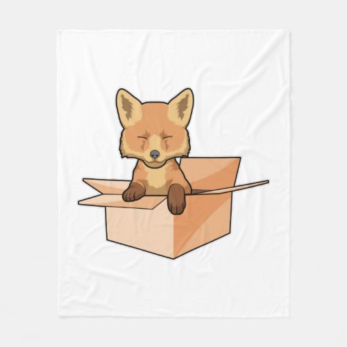 Fox as Baby in Box Fleece Blanket