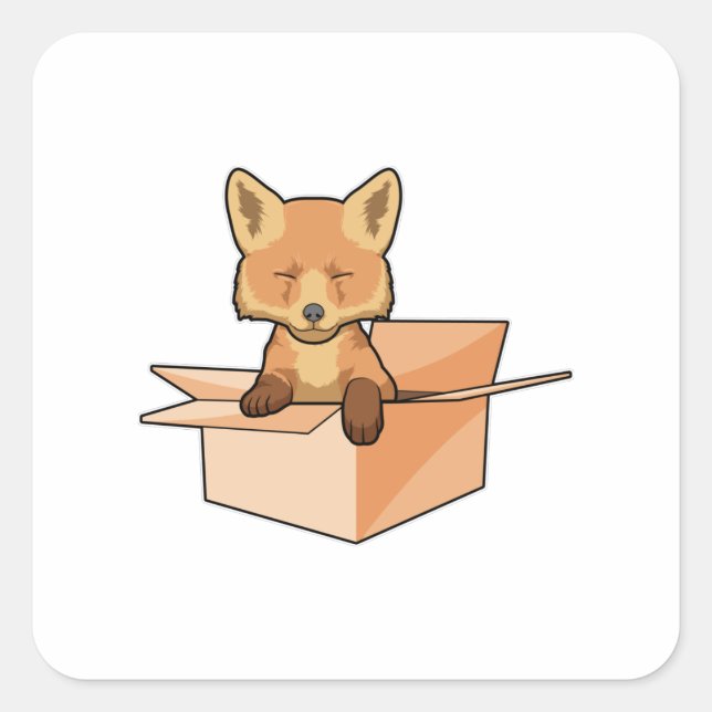 Fox as Baby in Box Square Sticker (Front)