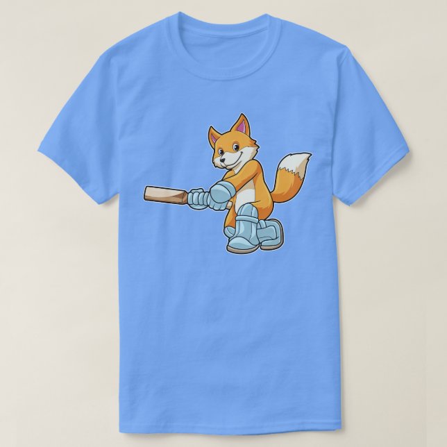 Fox as Batsman with Cricket bat 2 T-Shirt (Design Front)
