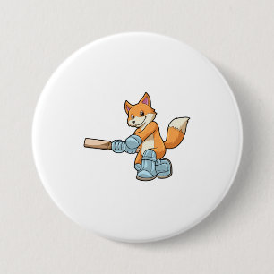Fox as Batsman with Cricket bat Button