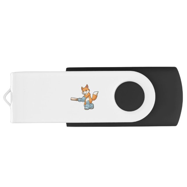 Fox as Batsman with Cricket bat Flash Drive (Back)