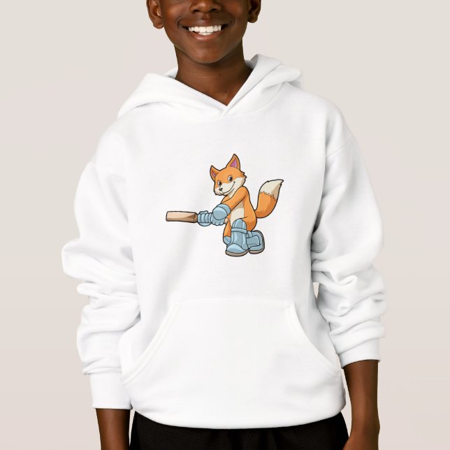 Fox as Batsman with Cricket bat Hoodie (Front)