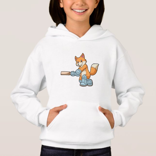 Fox as Batsman with Cricket bat Hoodie (Front)