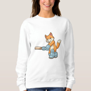 Fox as Batsman with Cricket bat Sweatshirt
