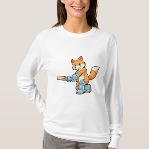 Fox as Batsman with Cricket bat T_Shirt