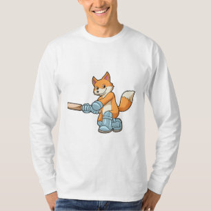 Fox as Batsman with Cricket bat T-Shirt
