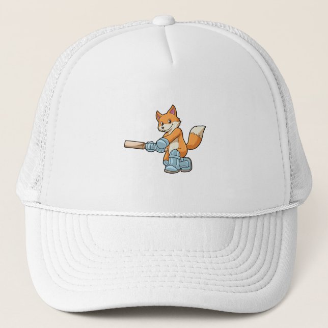 Fox as Batsman with Cricket bat Trucker Hat (Front)