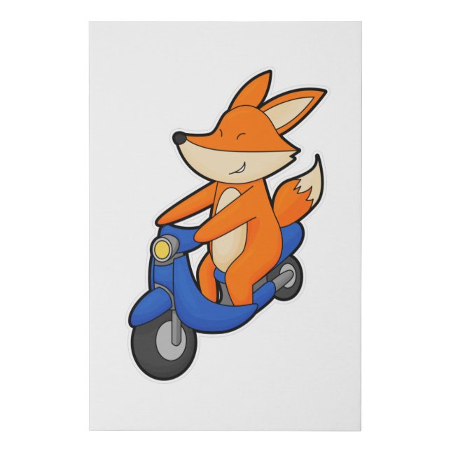 Fox as Biker with Scooter Faux Canvas Print (Front)