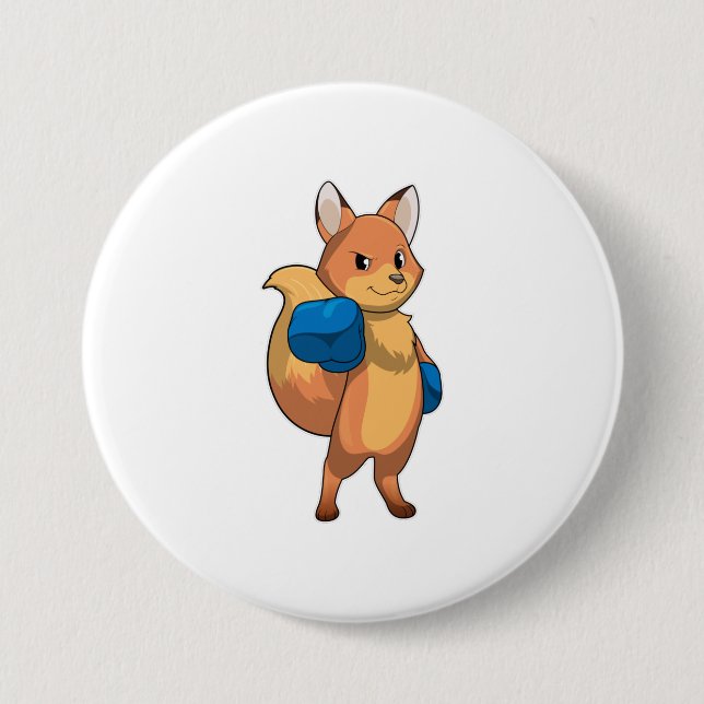 Fox as Boxer with Boxing gloves Button (Front)