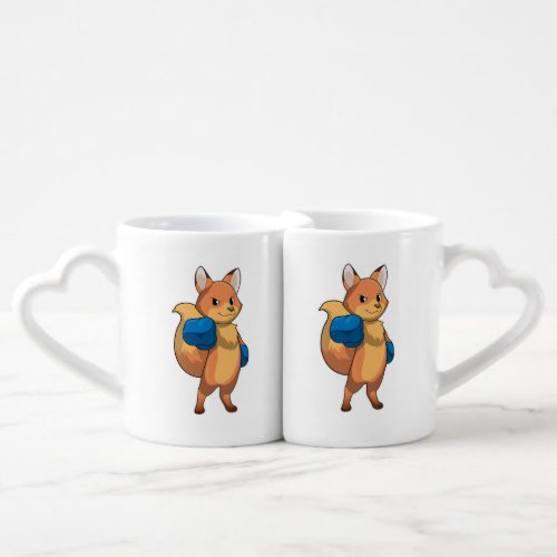 Fox as Boxer with Boxing gloves Coffee Mug Set