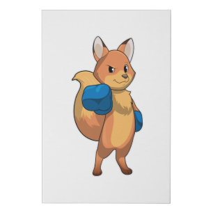 Fox as Boxer with Boxing gloves Faux Canvas Print