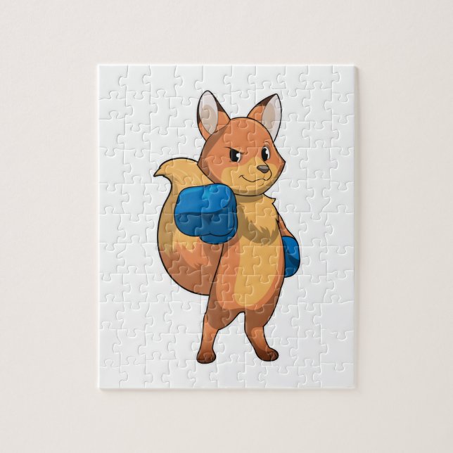 Fox as Boxer with Boxing gloves Jigsaw Puzzle (Vertical)