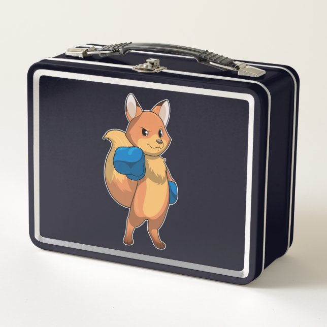 Fox as Boxer with Boxing gloves Metal Lunch Box (Front)