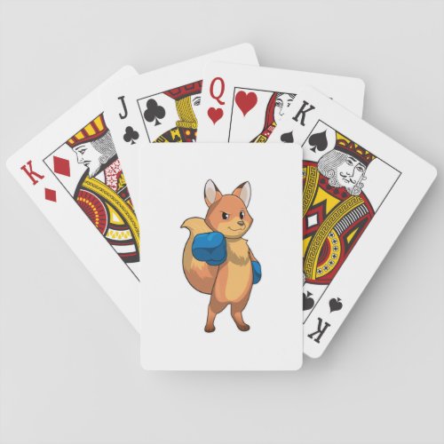 Fox as Boxer with Boxing gloves Poker Cards