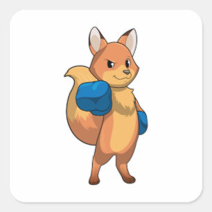 Fox as Boxer with Boxing gloves Square Sticker
