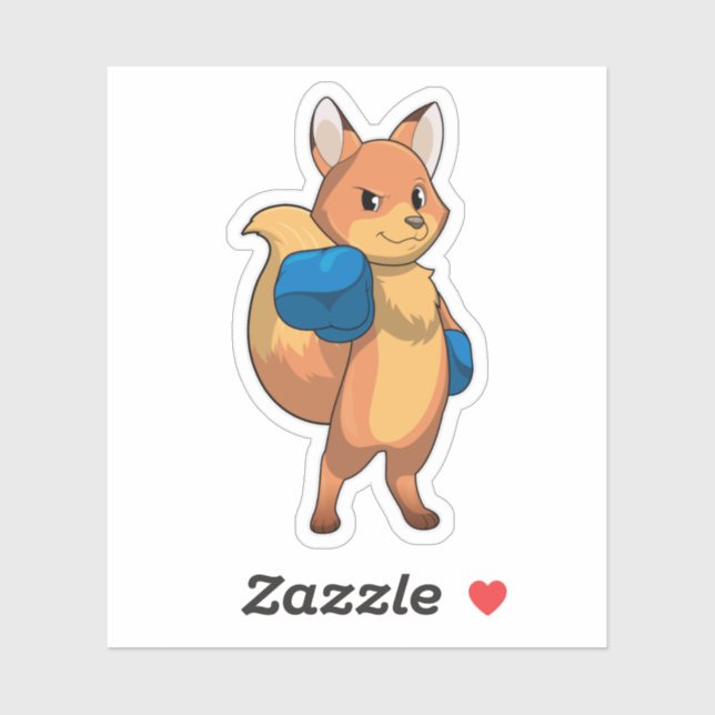 Fox as Boxer with Boxing gloves Sticker (Sheet)